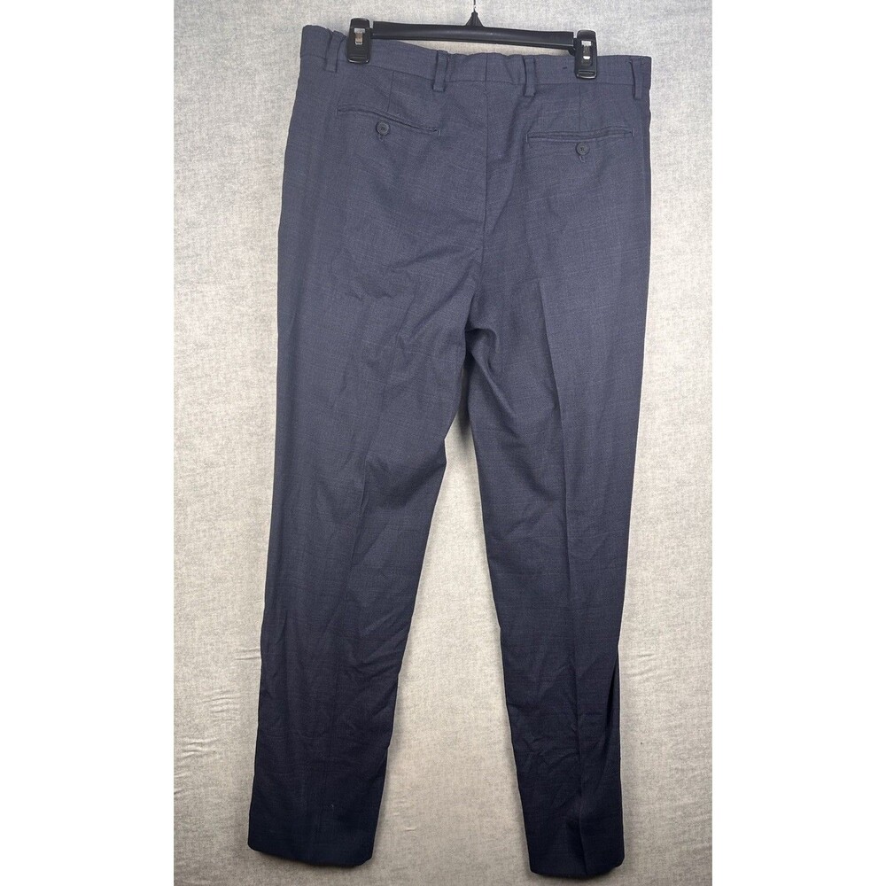 Banana Republic Pants Flat Front Glen Check Slim Fit Grey Blue Chino 33 X 32” - Picture 5 of 7